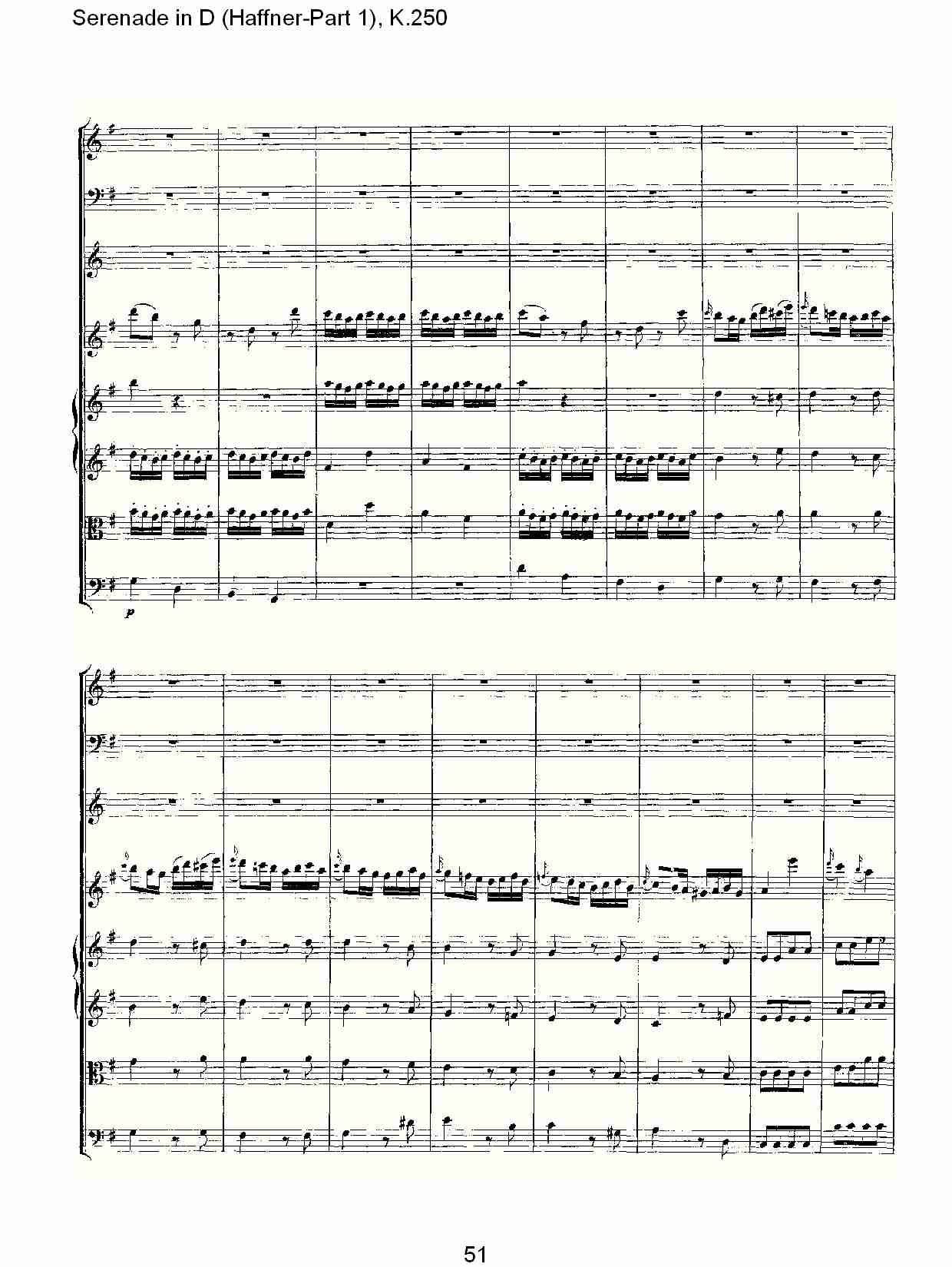 D调小夜曲(Haffner-第一部), K.250 （十一）总谱（图1）
