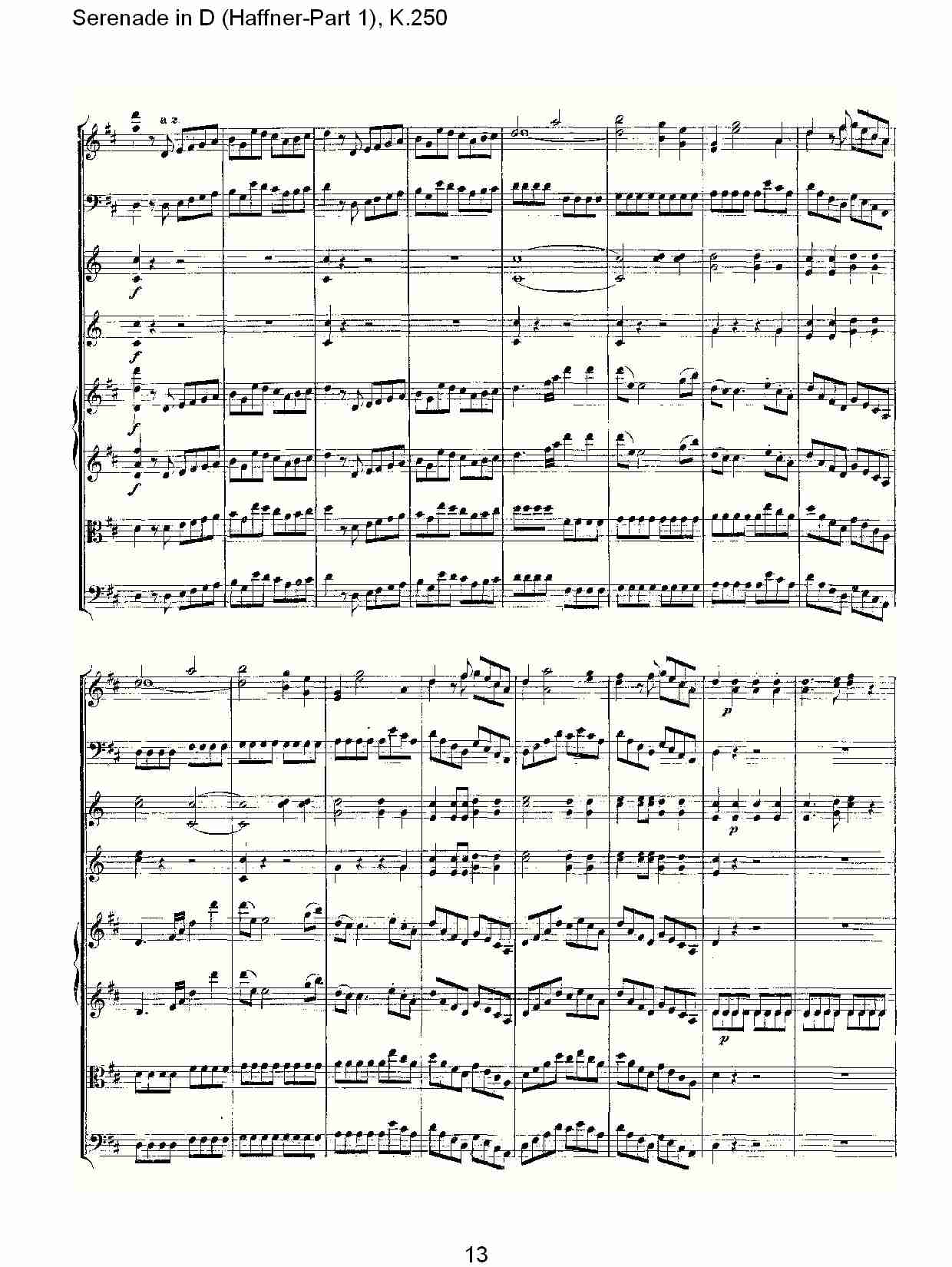 D调小夜曲(Haffner-第一部), K.250 （三）总谱（图3）