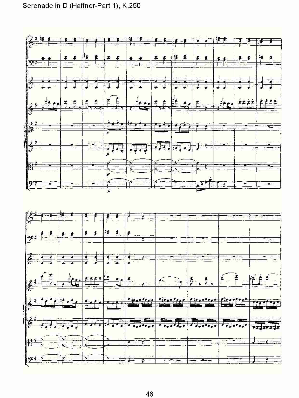 D调小夜曲(Haffner-第一部), K.250 （十）总谱（图1）
