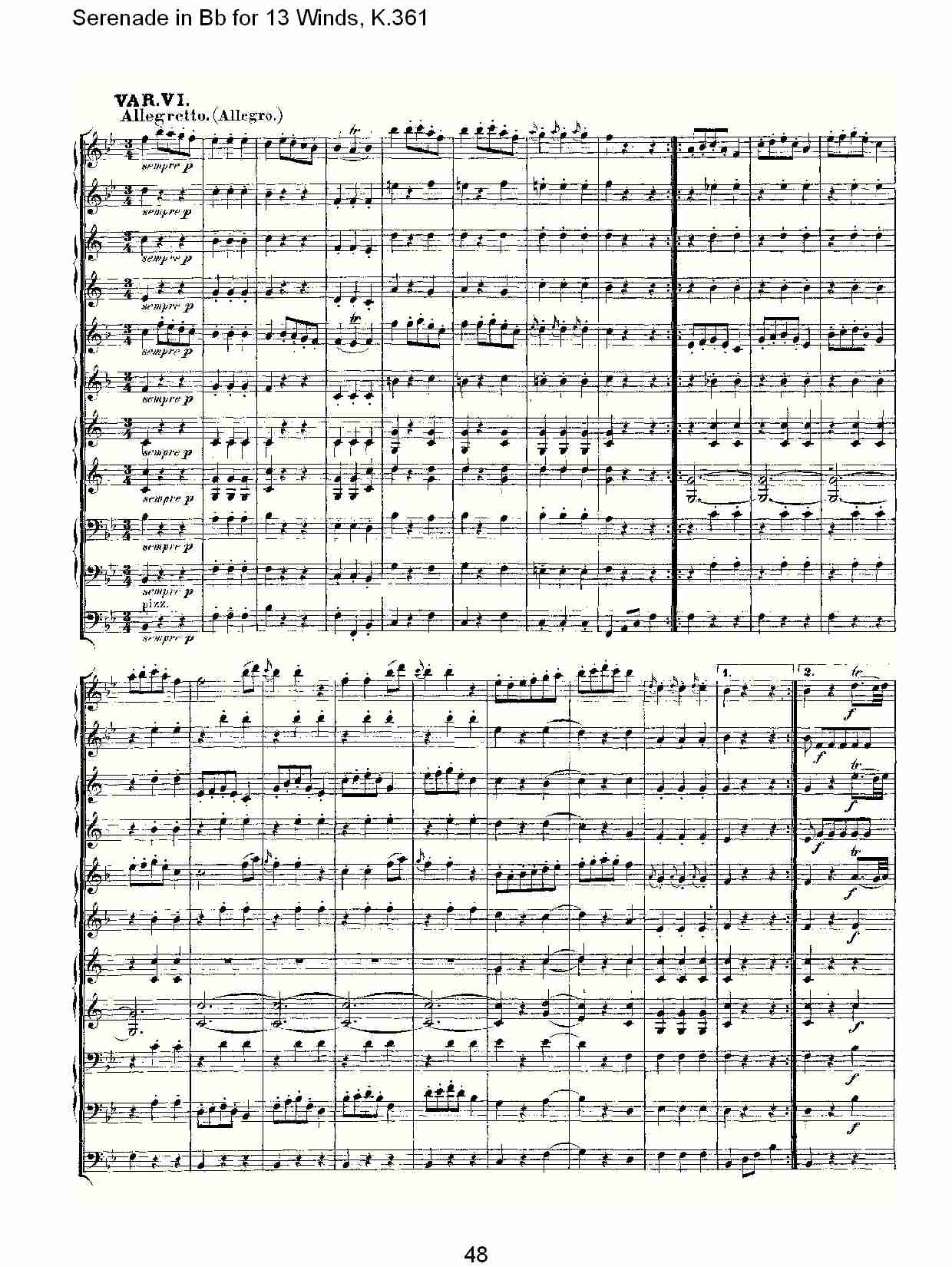 Bb调13管乐小夜曲, K.361（十）总谱（图3）