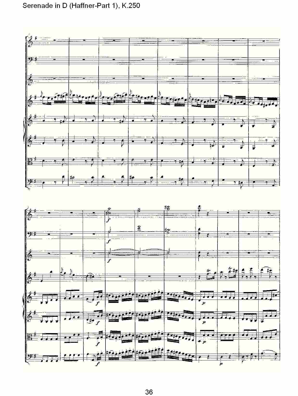 D调小夜曲(Haffner-第一部), K.250 （八）总谱（图1）