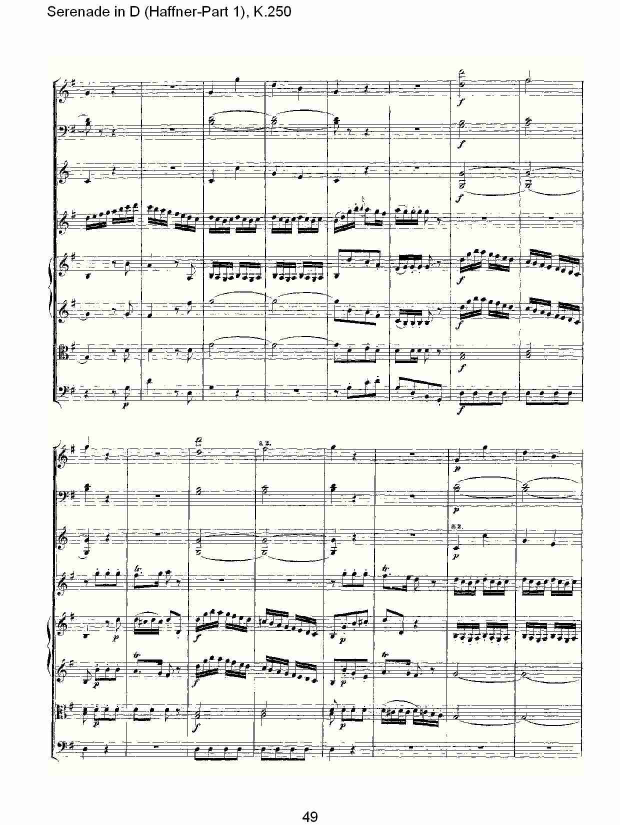 D调小夜曲(Haffner-第一部), K.250 （十）总谱（图4）