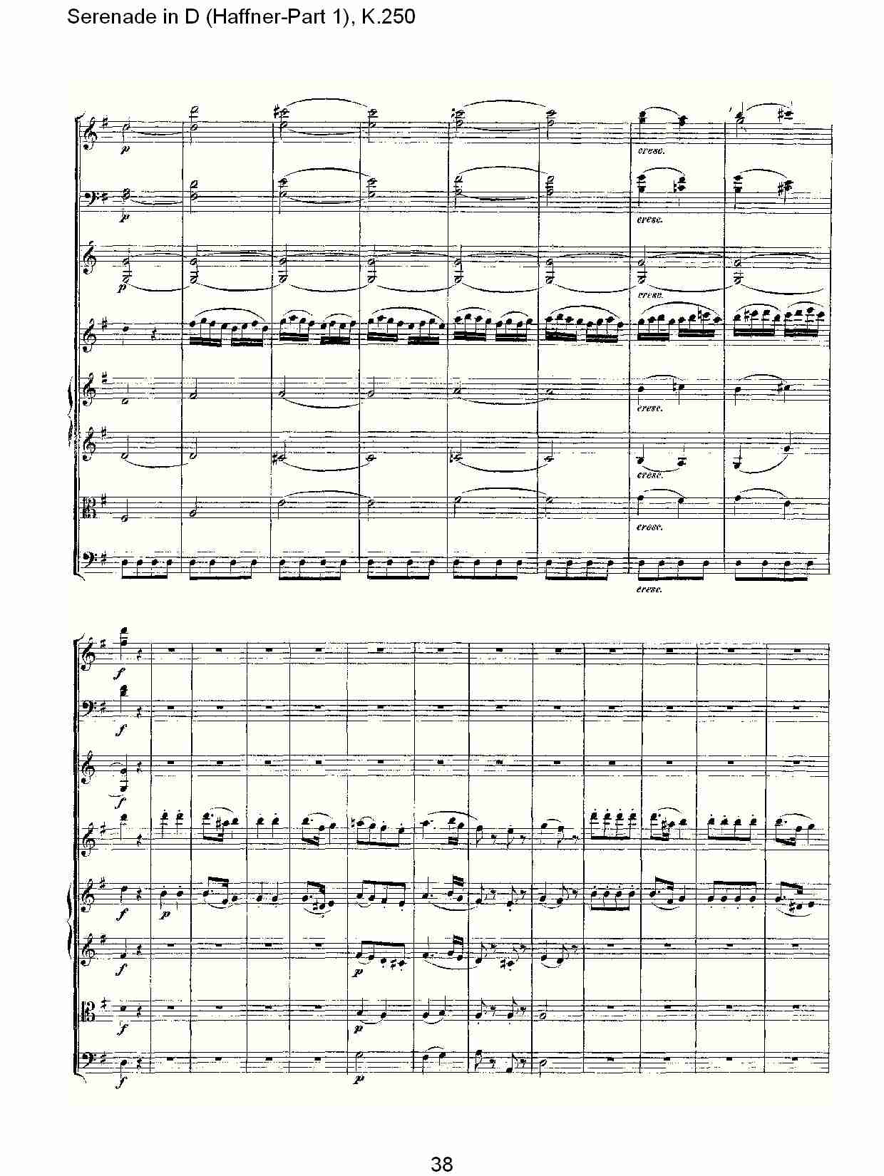 D调小夜曲(Haffner-第一部), K.250 （八）总谱（图3）