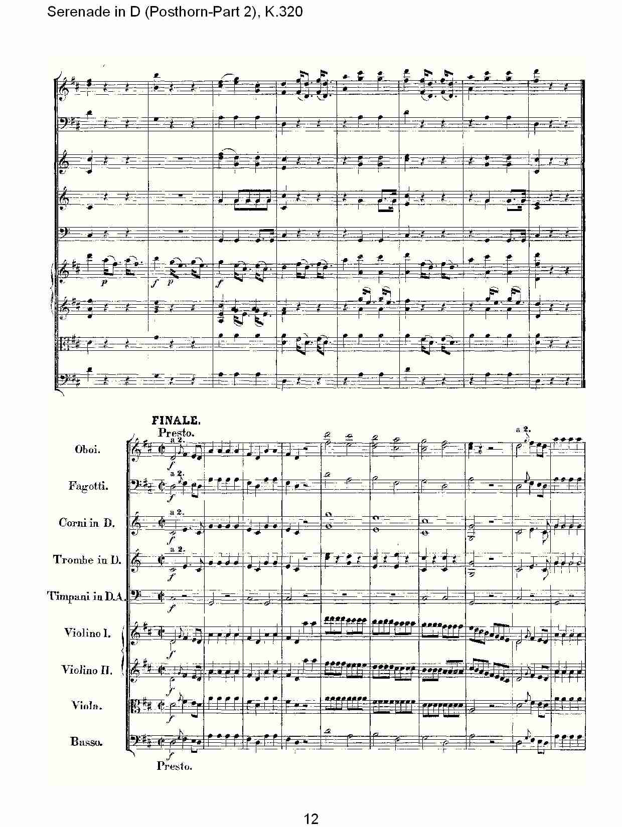 D调小夜曲(Posthorn-第二部), K.320（三）总谱（图2）