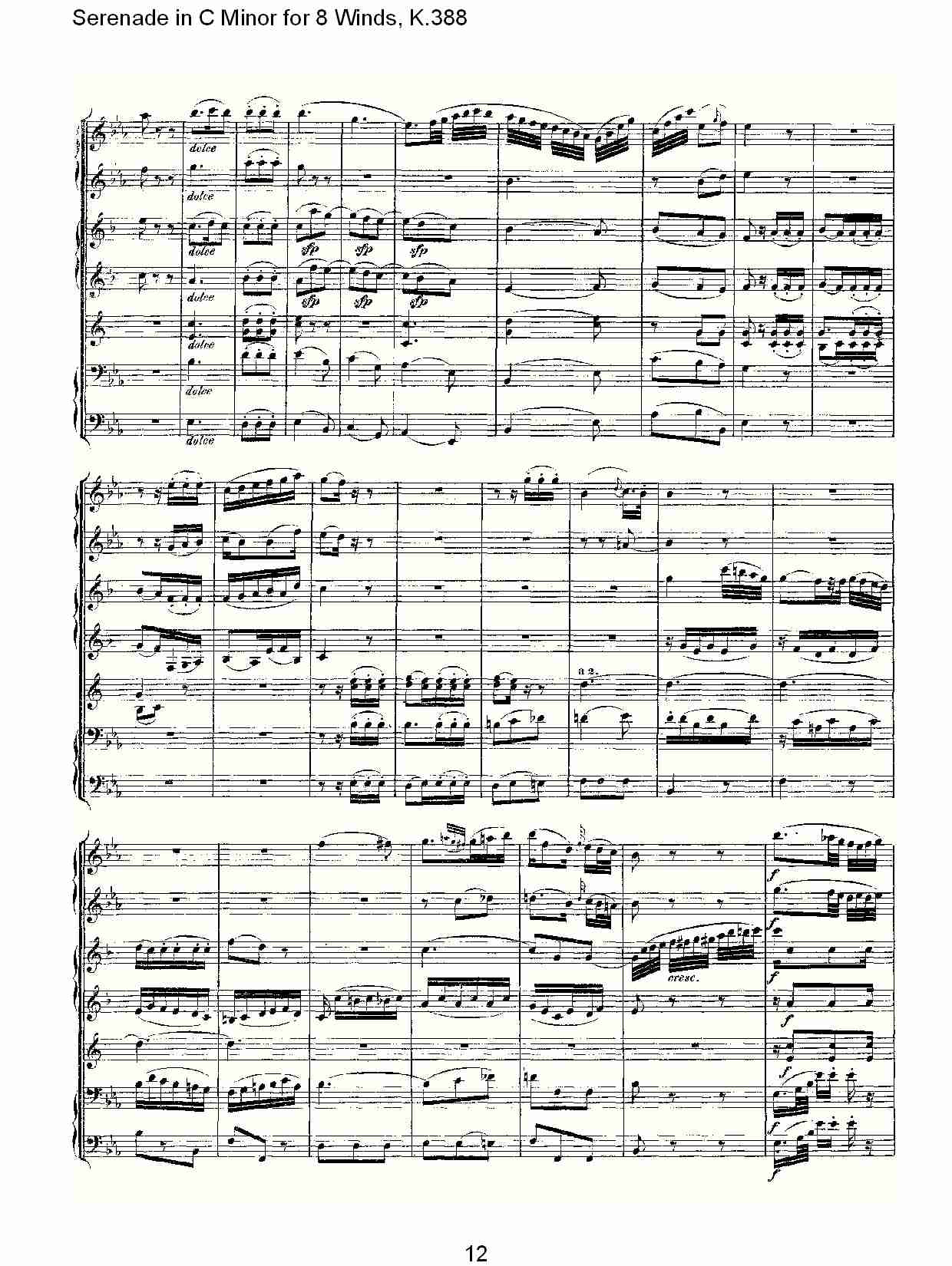 C大调8管乐小夜曲,  K.388（三）总谱（图2）