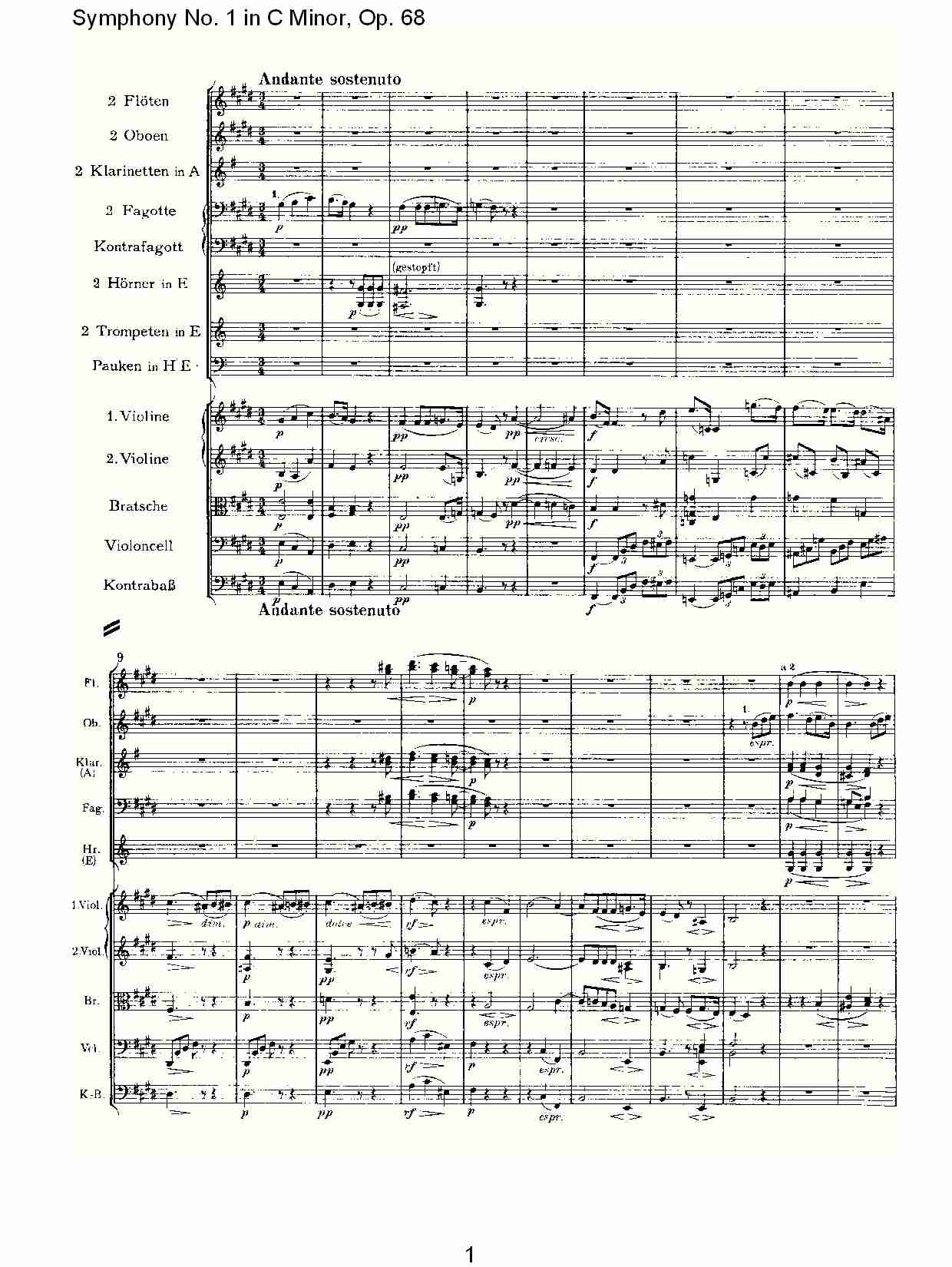 C小调第一交响曲, Op.68 第二乐章（一）.总谱（图1）