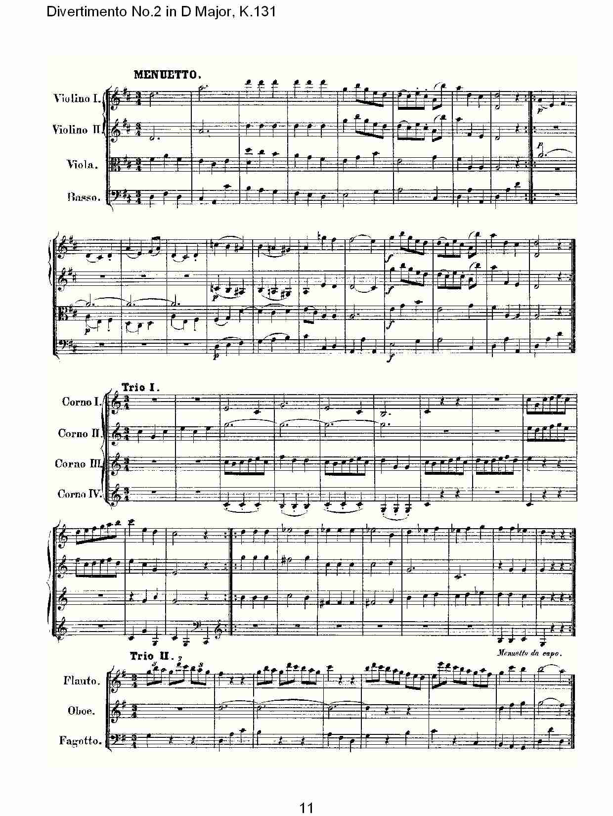 D大调第二嬉游曲,K.131（三）总谱（图1）