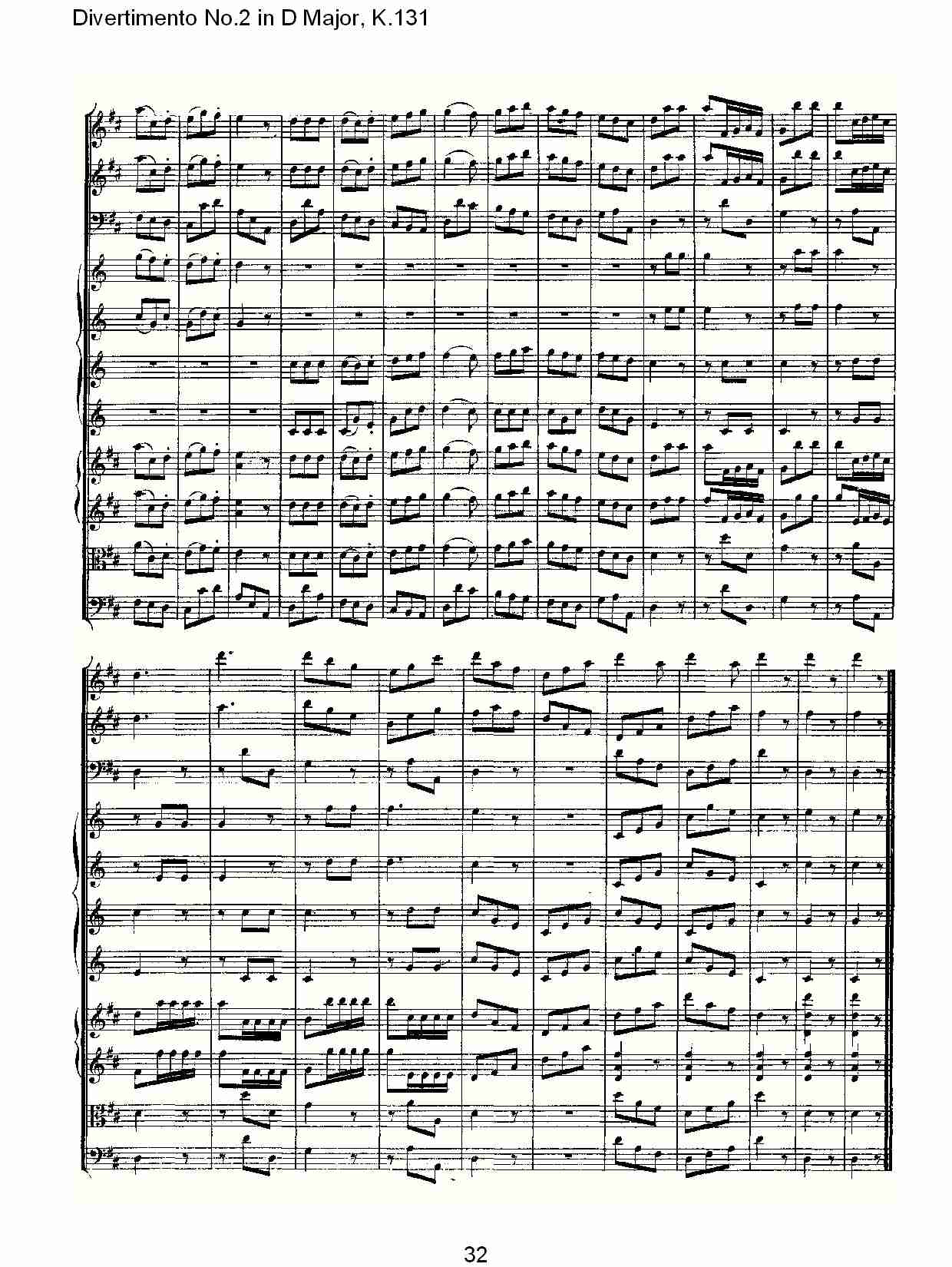D大调第二嬉游曲,K.131（七）总谱（图2）