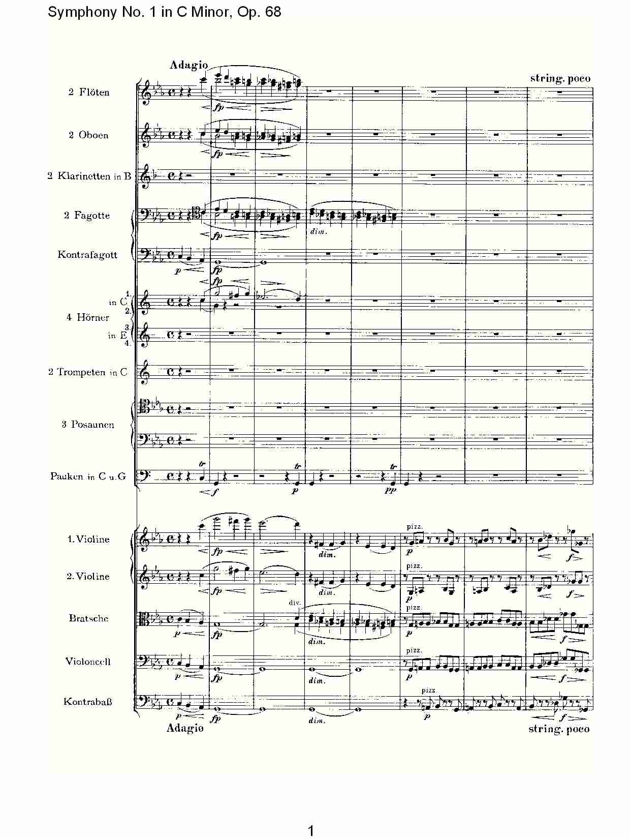 C小调第一交响曲, Op.68 第四乐章（一）.总谱（图1）
