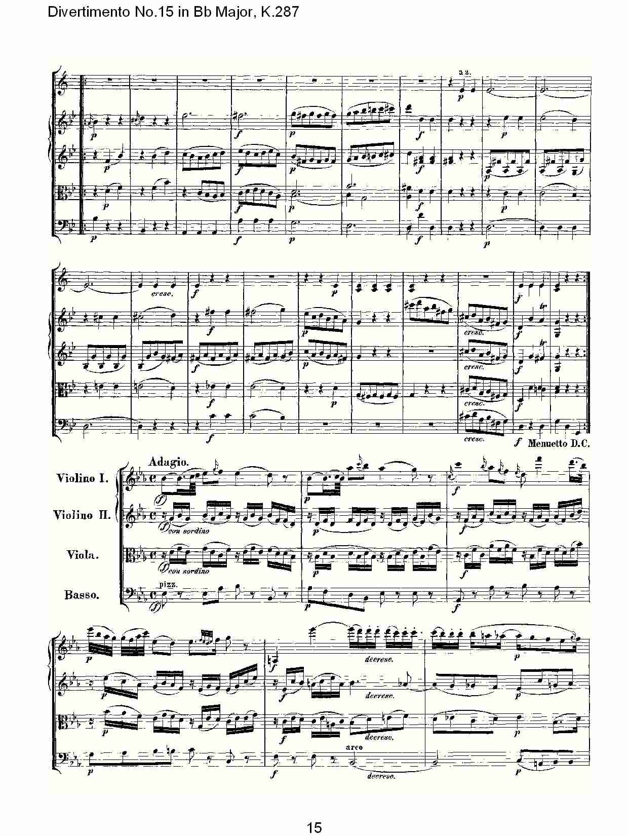 Bb大调第十五嬉游曲,K.287（三）总谱（图5）