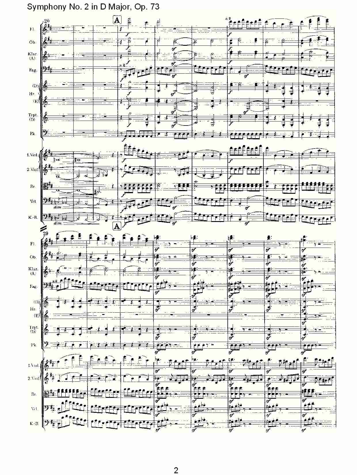 D大调第二交响曲, Op.73第四乐章（一）总谱（图2）