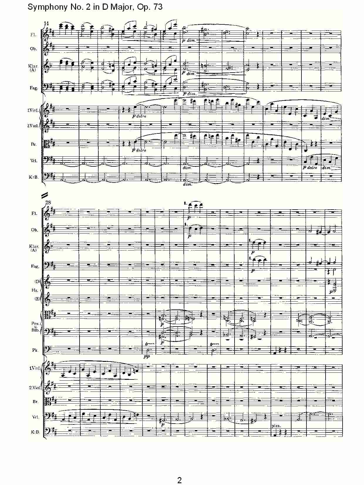 D大调第二交响曲, Op.73第一乐章（一）总谱（图2）