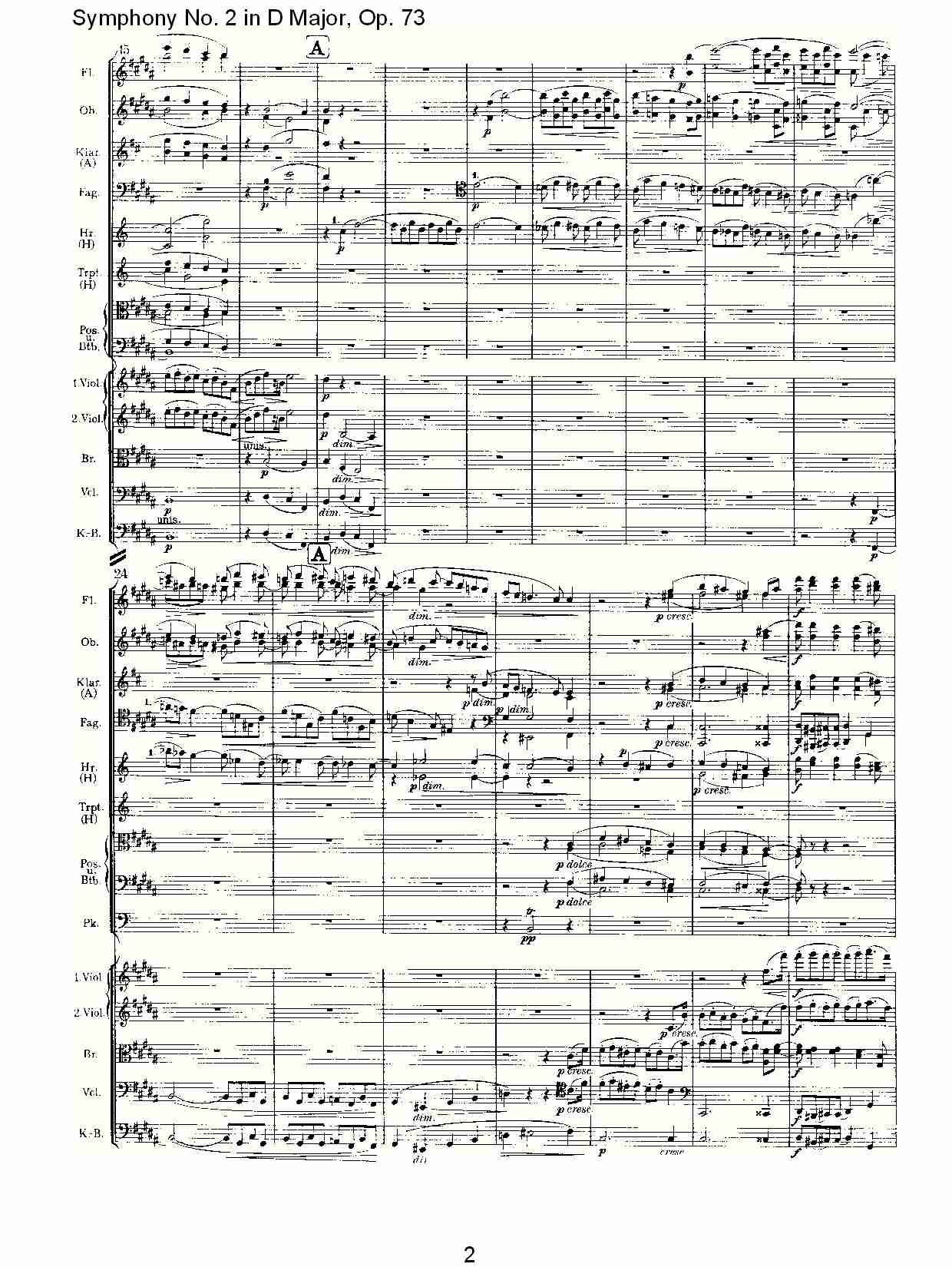 D大调第二交响曲, Op.73第二乐章（一）总谱（图2）