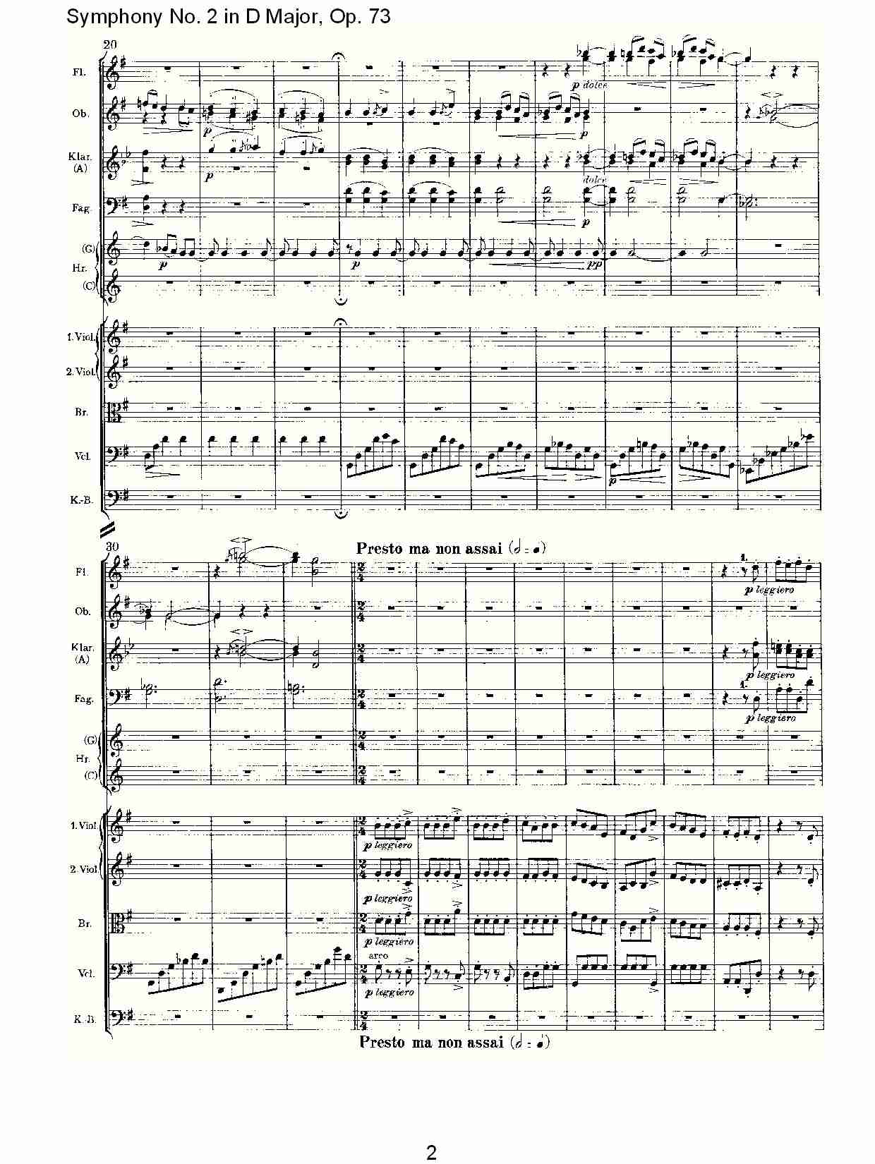 D大调第二交响曲, Op.73第三乐章（一）总谱（图2）