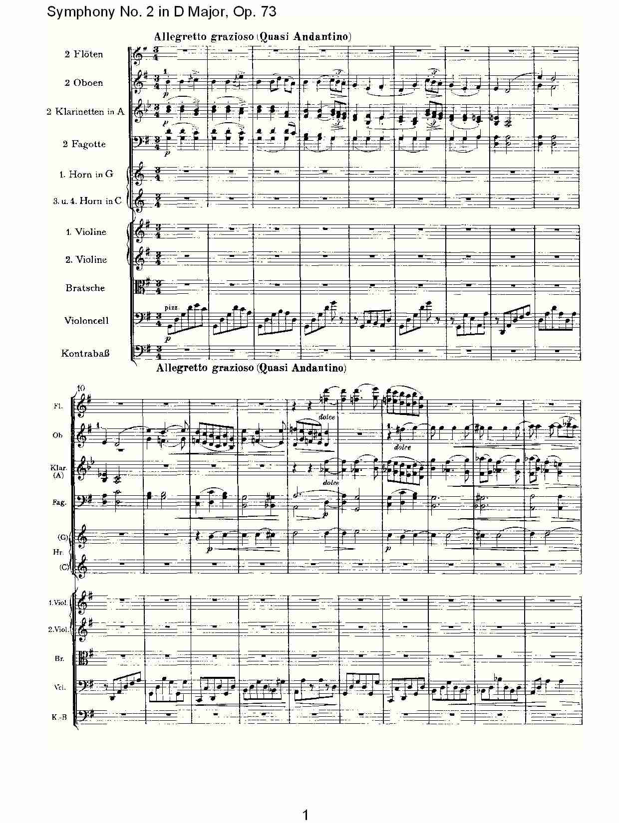 D大调第二交响曲, Op.73第三乐章（一）总谱（图1）