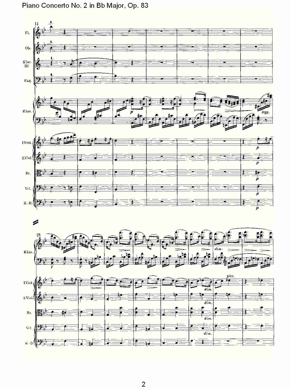 Bb大调钢琴第二协奏曲, Op.83第四乐章（一）总谱（图2）