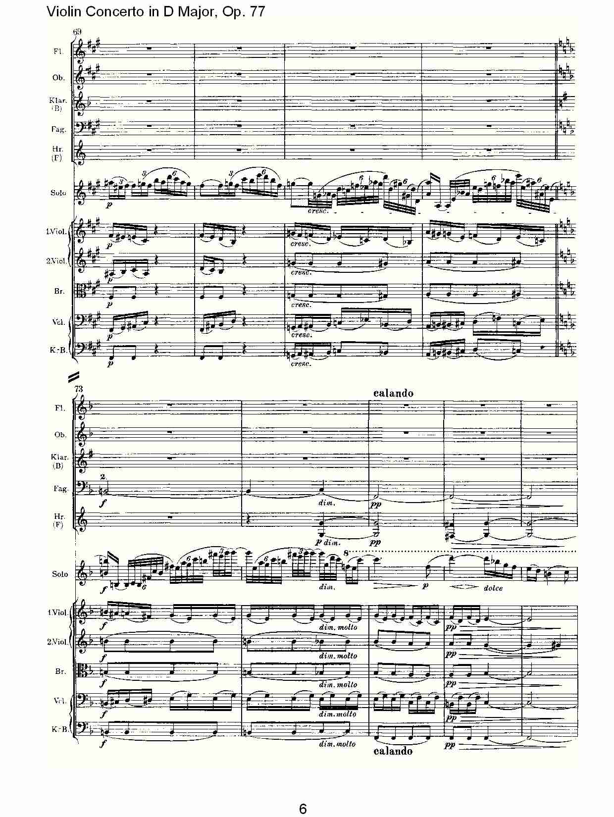 D大调小提琴协奏曲, Op.77第二乐章（二）总谱（图1）