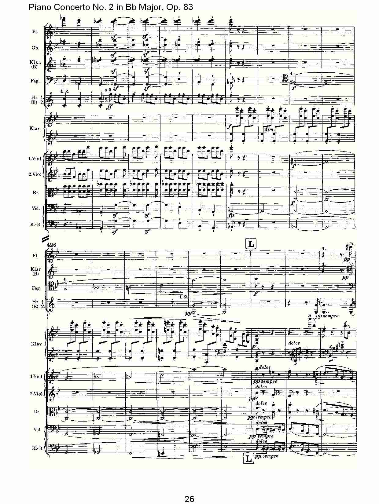 Bb大调钢琴第二协奏曲, Op.83第四乐章（六）总谱（图1）