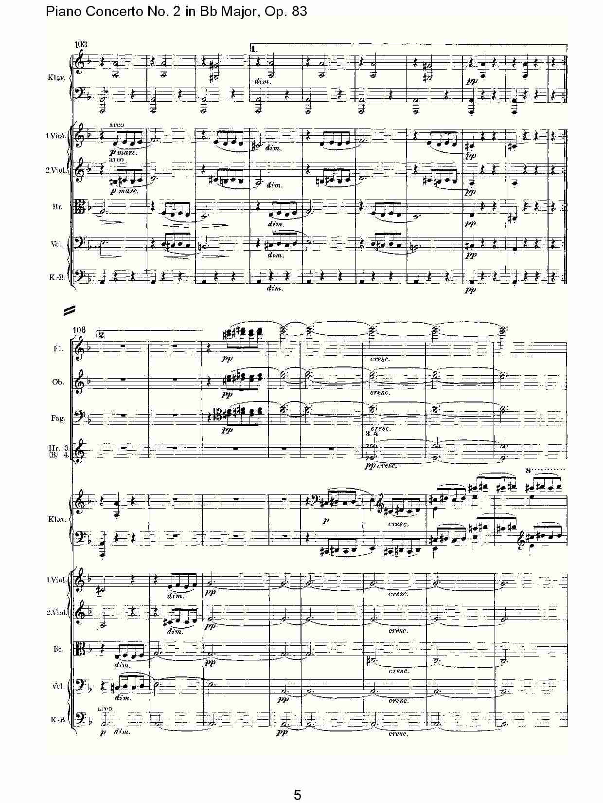 Bb大调钢琴第二协奏曲, Op.83第二乐章（一）总谱（图5）