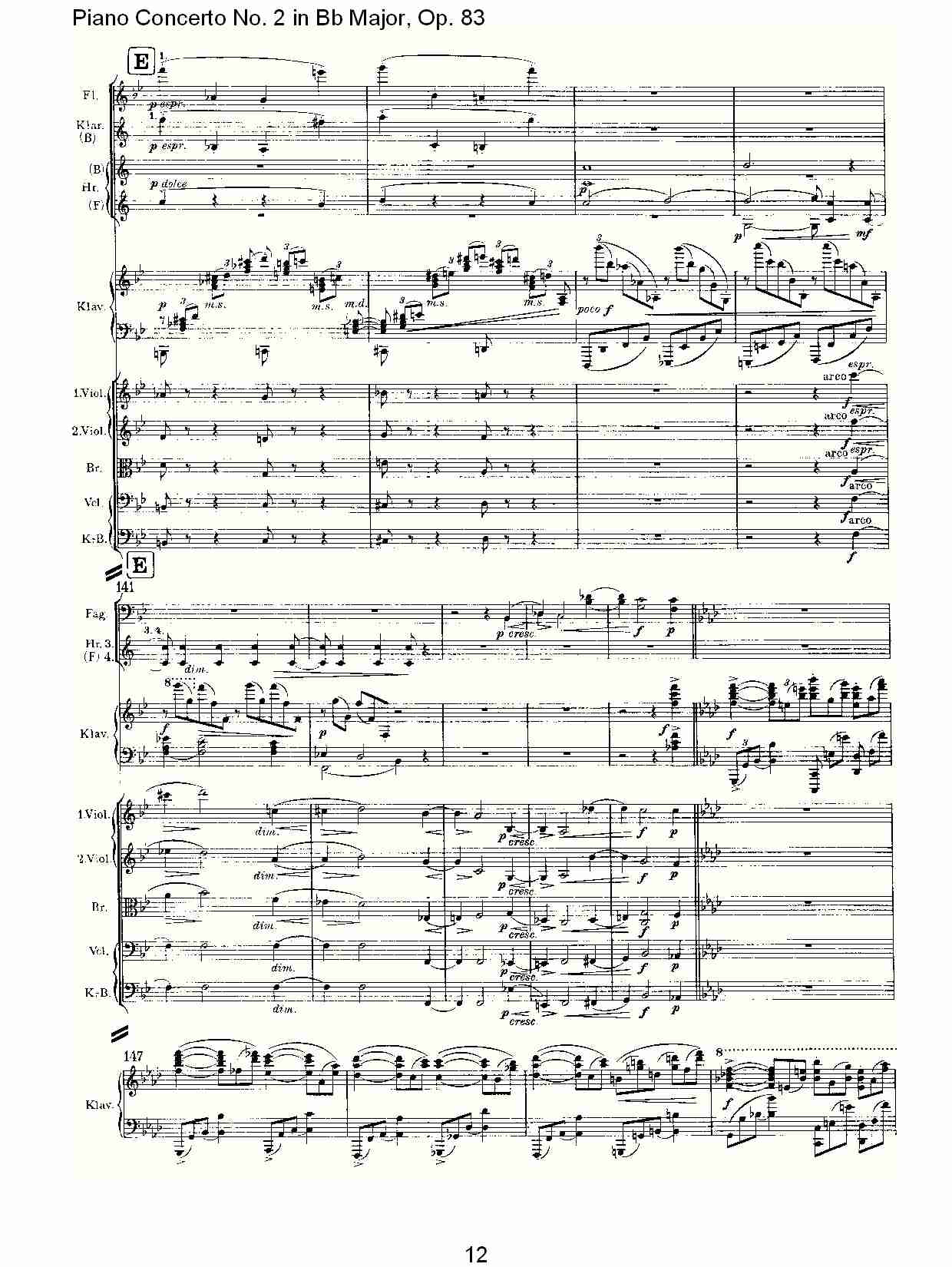 Bb大调钢琴第二协奏曲, Op.83第一乐章（三）总谱（图2）