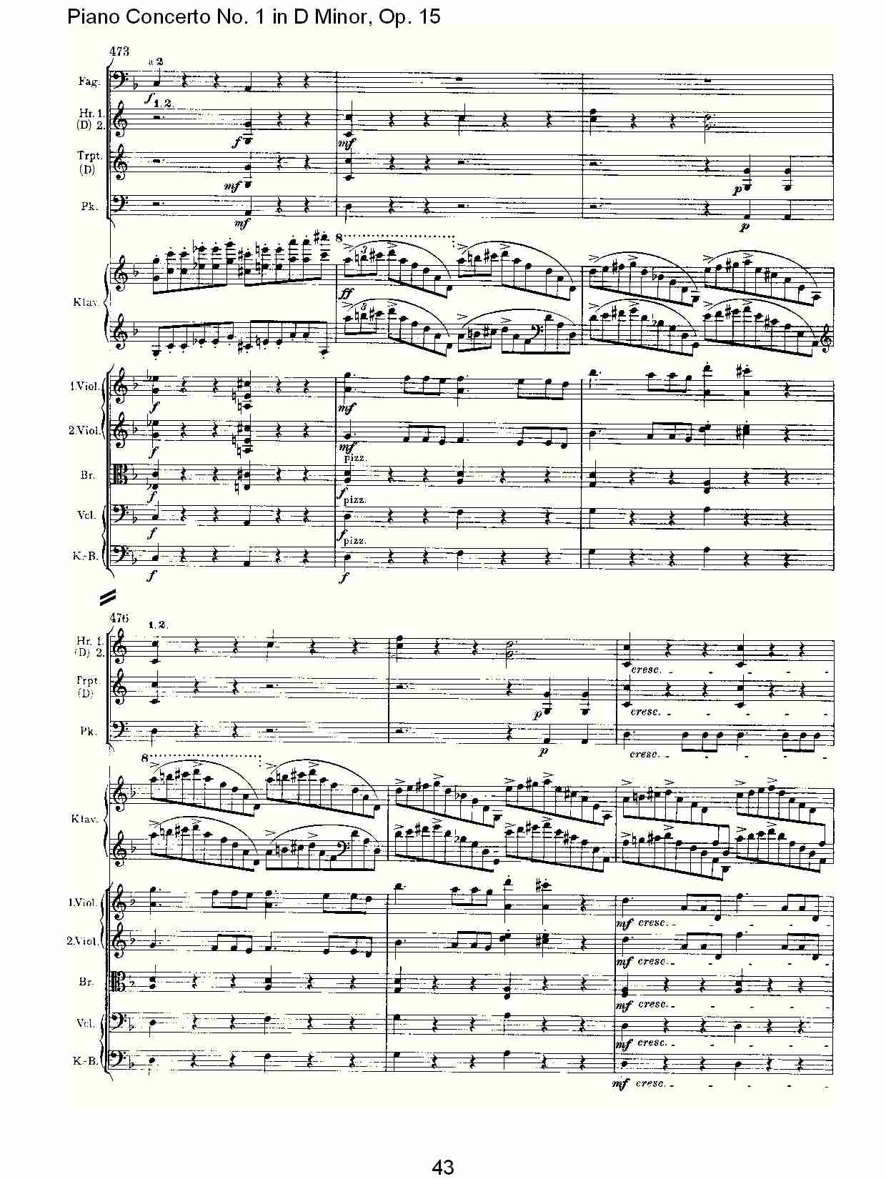 D小调钢琴第一协奏曲, Op.15第一乐章（九）总谱（图3）