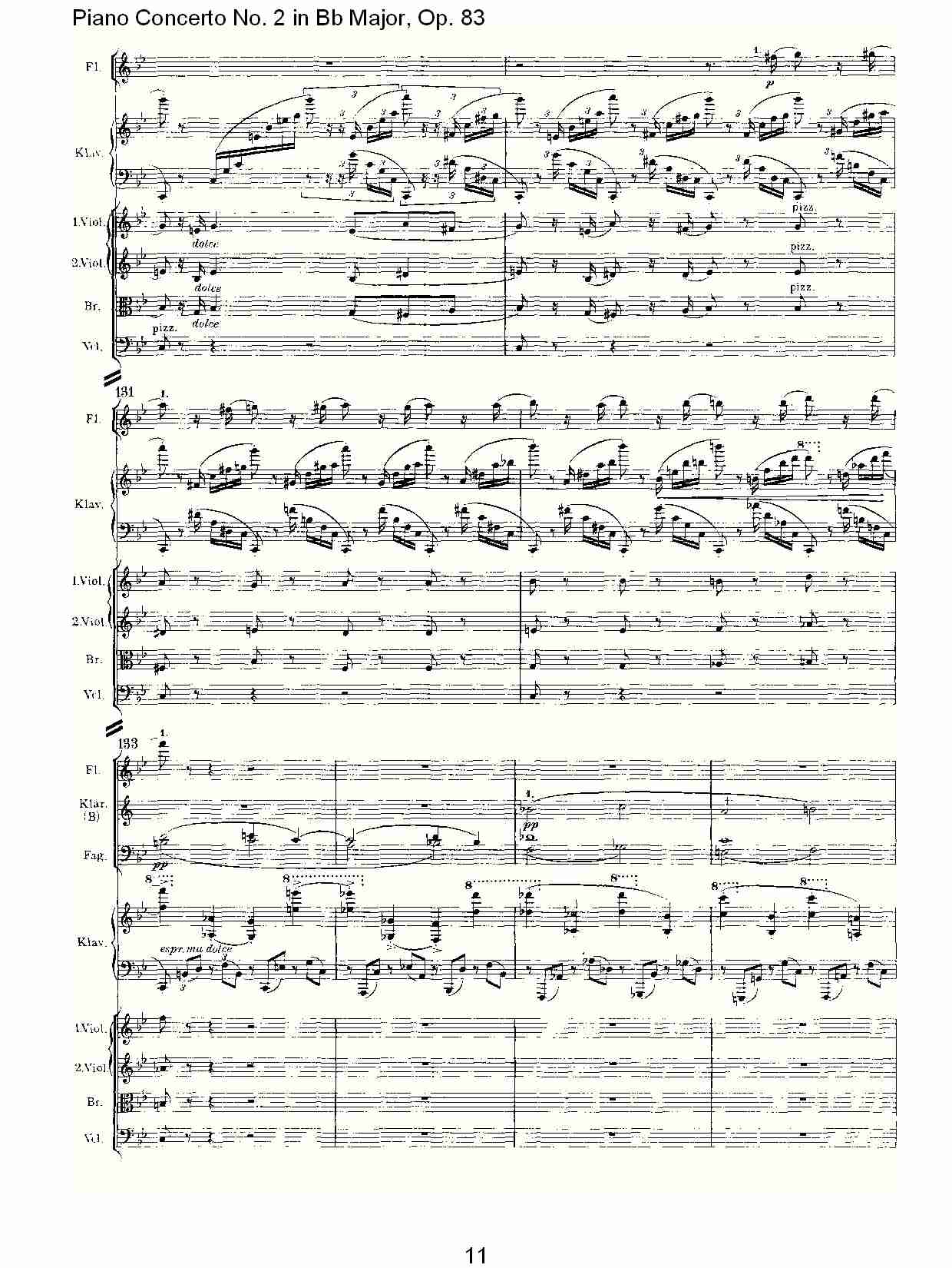 Bb大调钢琴第二协奏曲, Op.83第一乐章（三）总谱（图1）