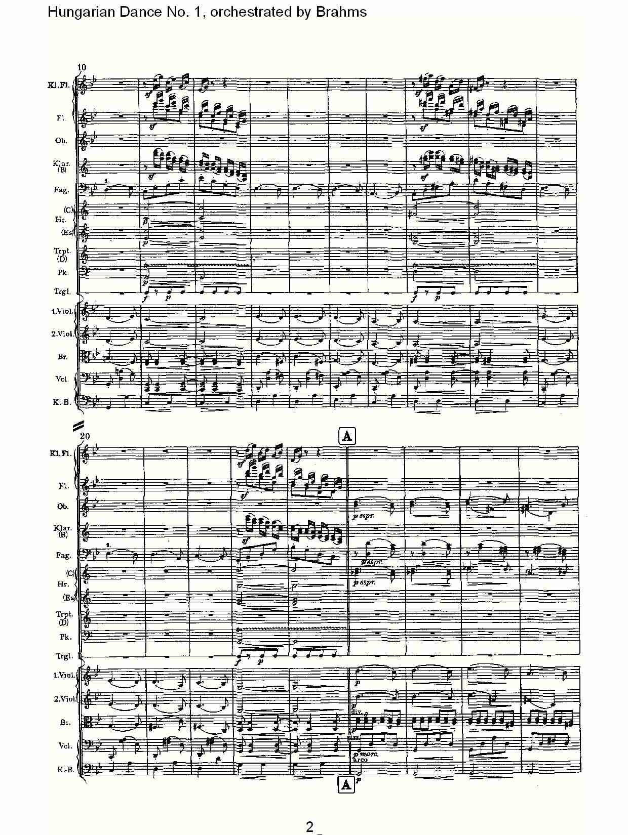 第一匈牙利舞曲 勃拉姆斯管弦乐曲式（一）总谱（图2）