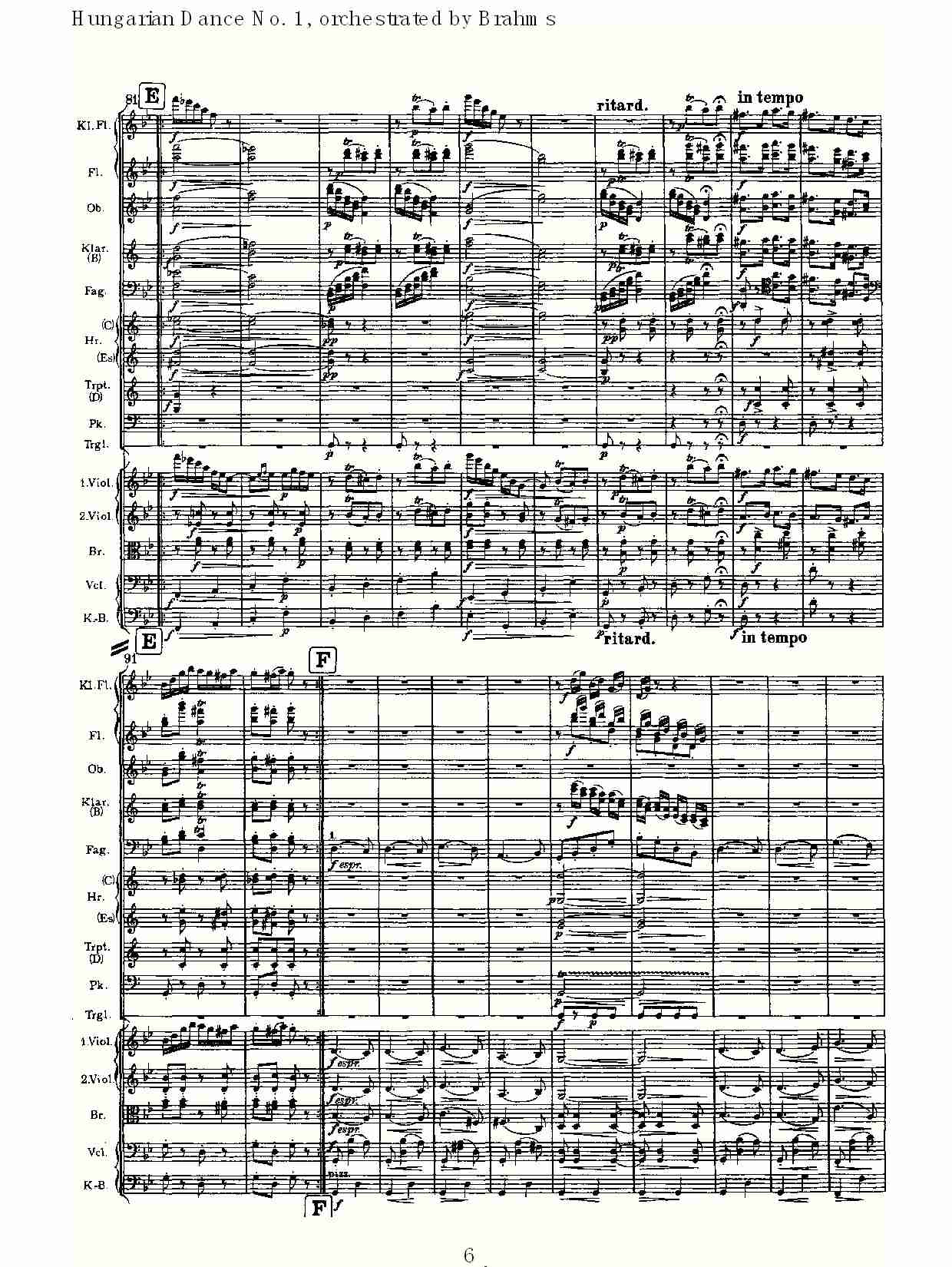 第一匈牙利舞曲 勃拉姆斯管弦乐曲式（二）总谱（图1）