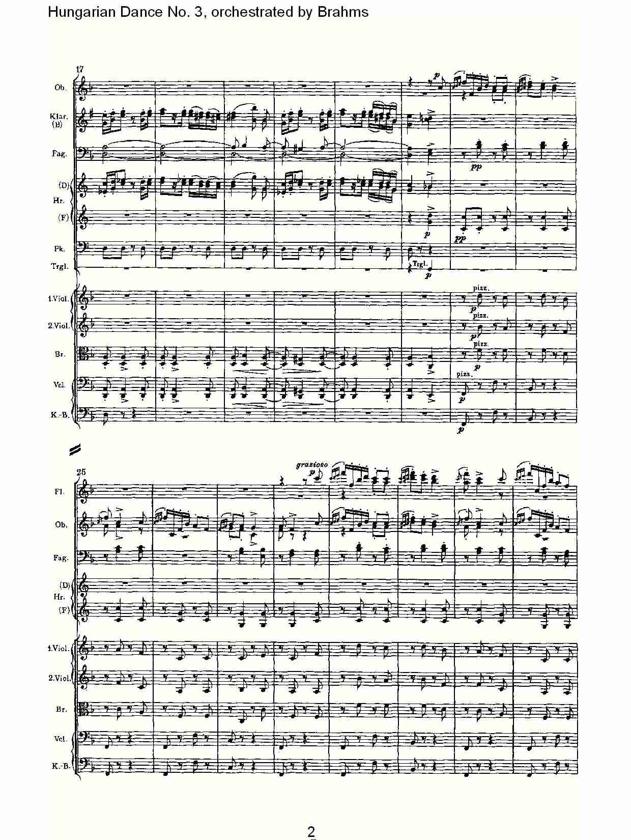第三匈牙利舞曲 勃拉姆斯管弦乐曲式总谱（图2）