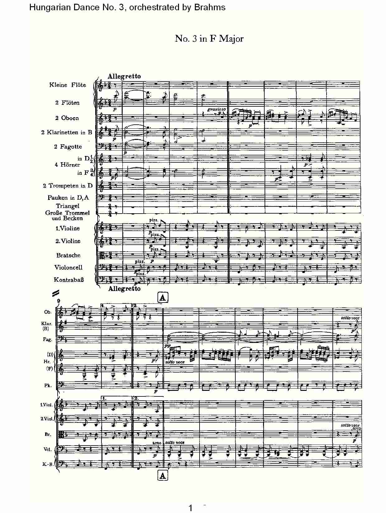 第三匈牙利舞曲 勃拉姆斯管弦乐曲式总谱（图1）