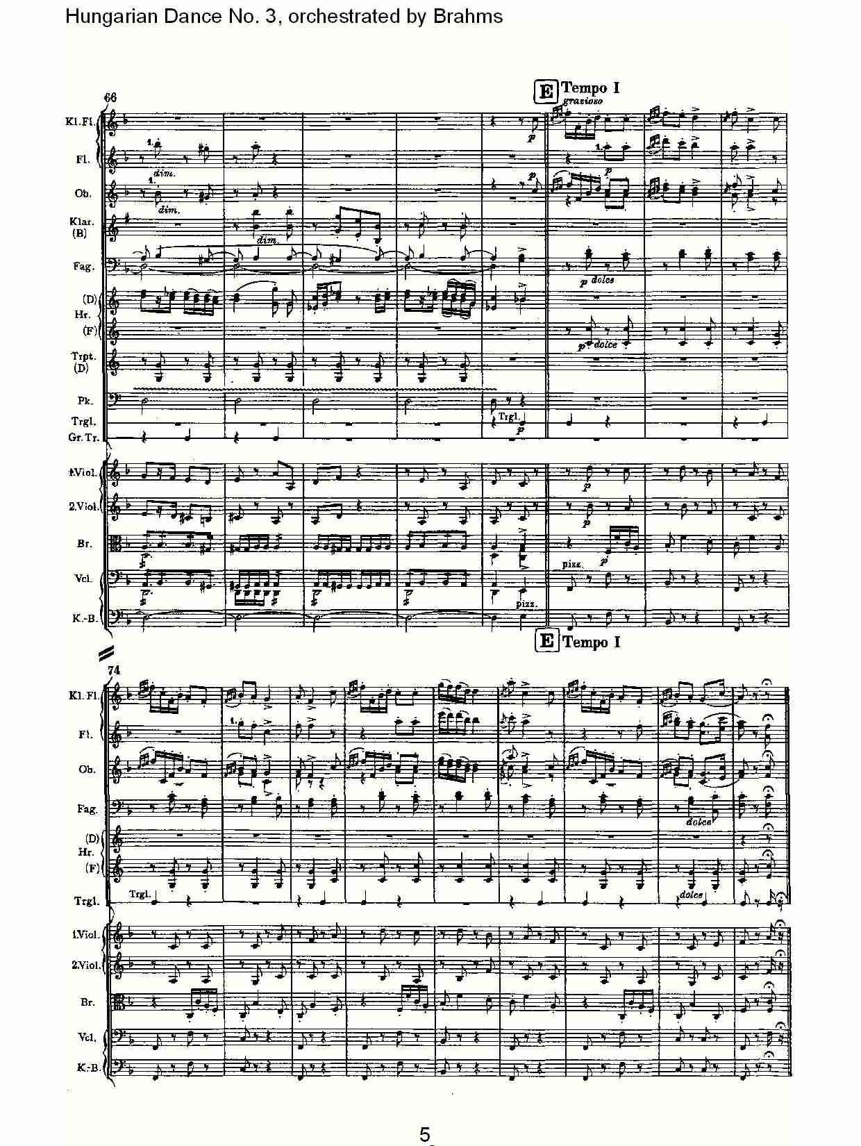 第三匈牙利舞曲 勃拉姆斯管弦乐曲式总谱（图5）