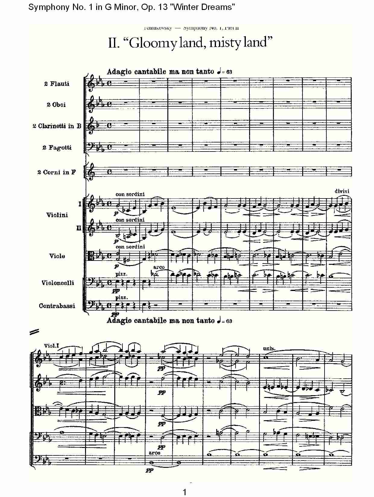 G小调第一交响曲,Op.13冬天的梦幻第二乐章（一）总谱（图1）