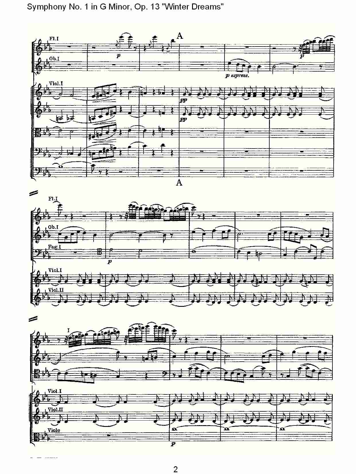 G小调第一交响曲,Op.13冬天的梦幻第二乐章（一）总谱（图2）