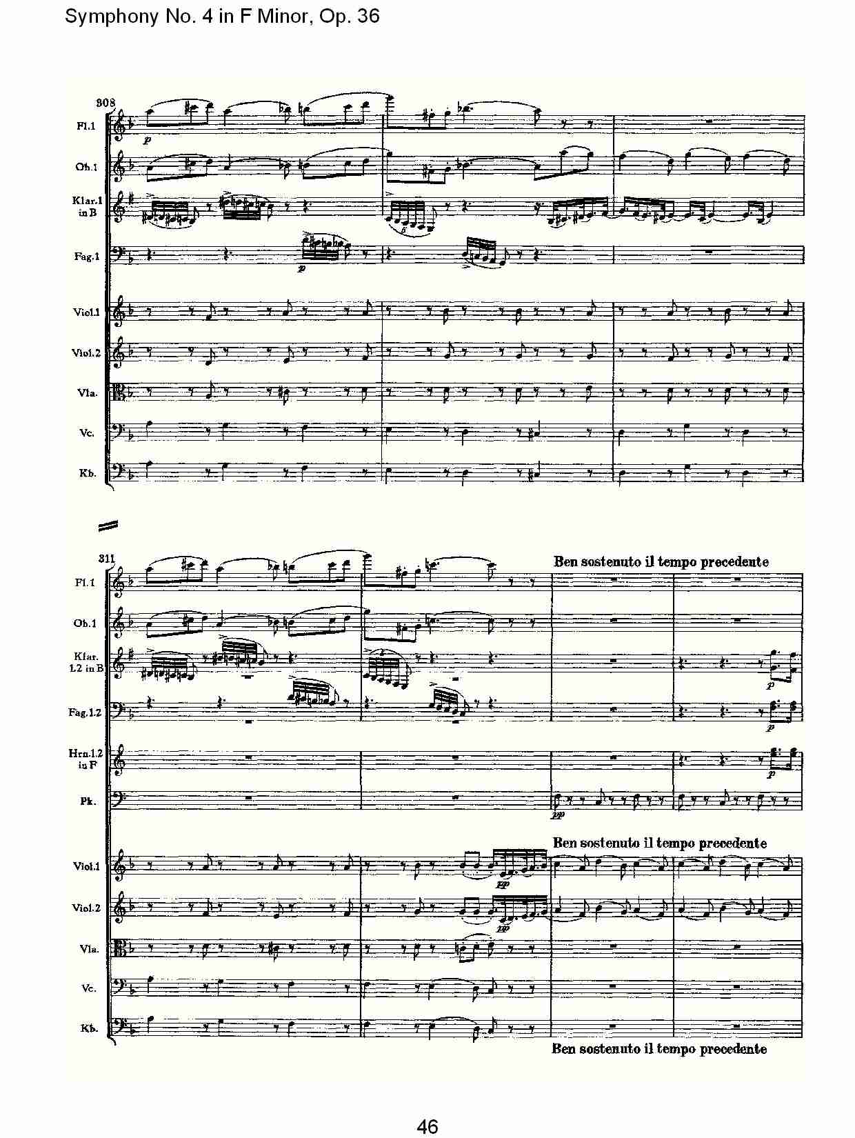 F小调第四交响曲,  Op. 36 第一乐章（十）总谱（图1）