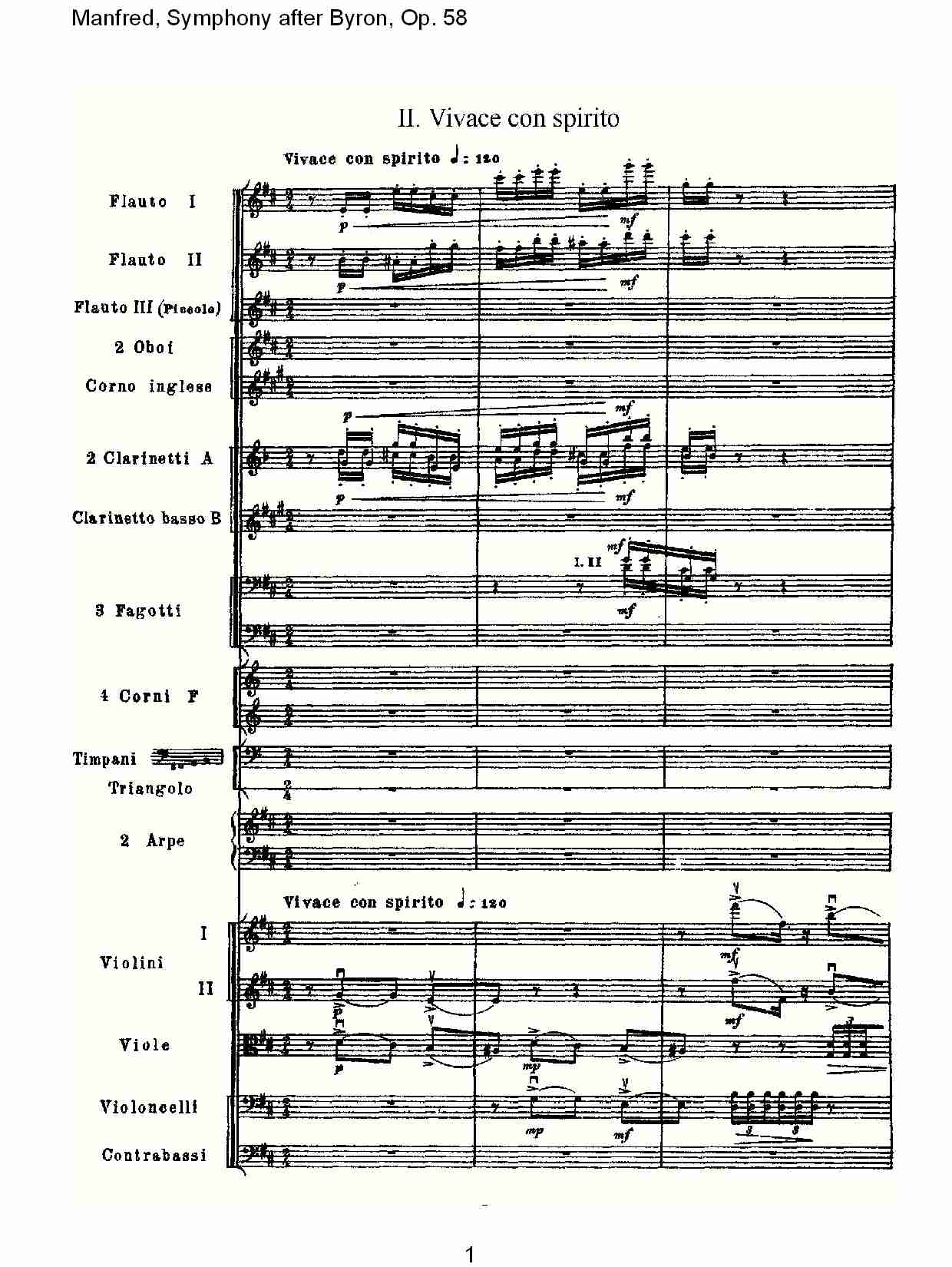 Manfred, Symphony after Byron, Op.58第二乐章（一）总谱（图1）