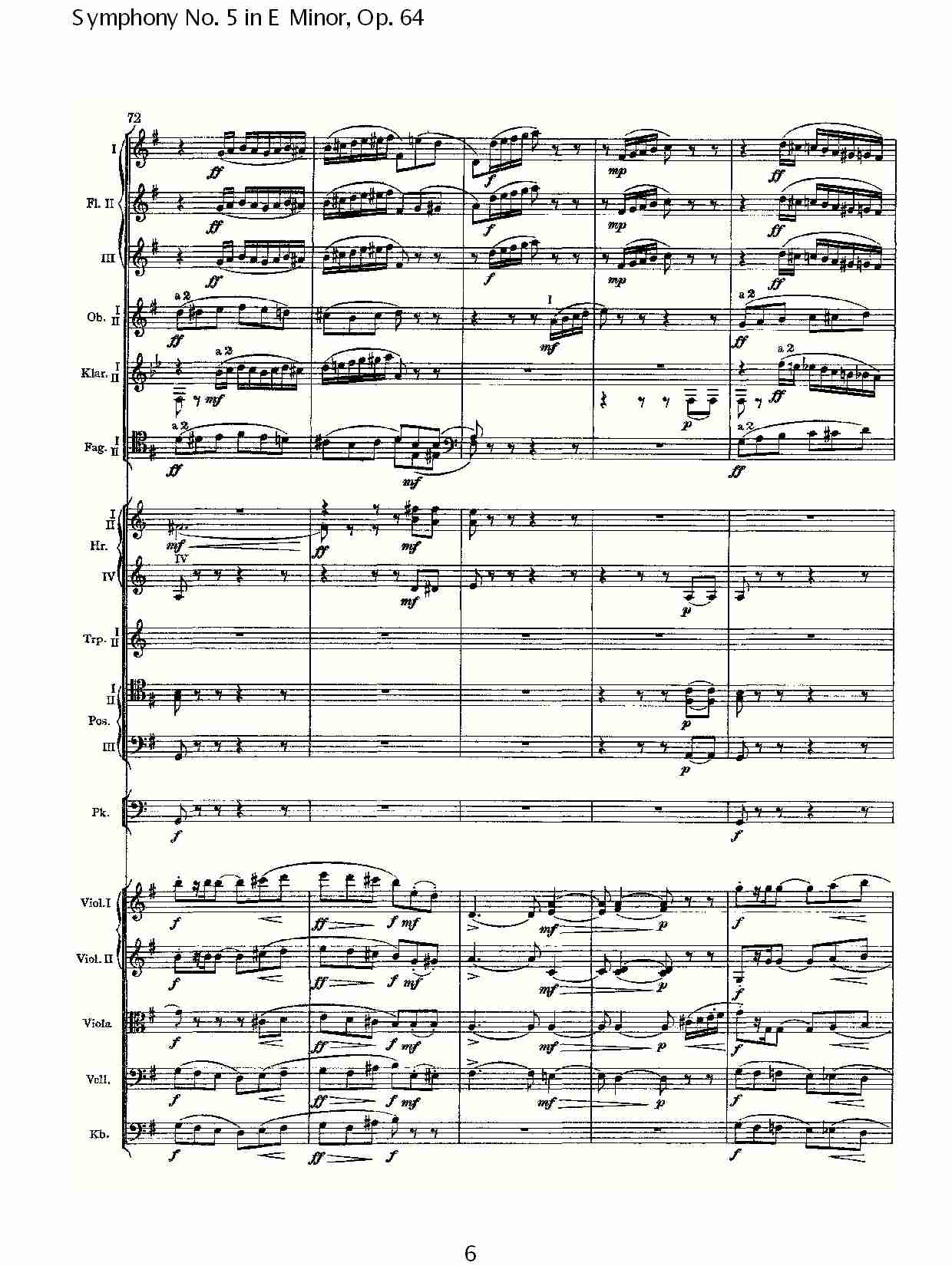 E小调第五交响曲,  Op.64第一乐章（二）总谱（图1）