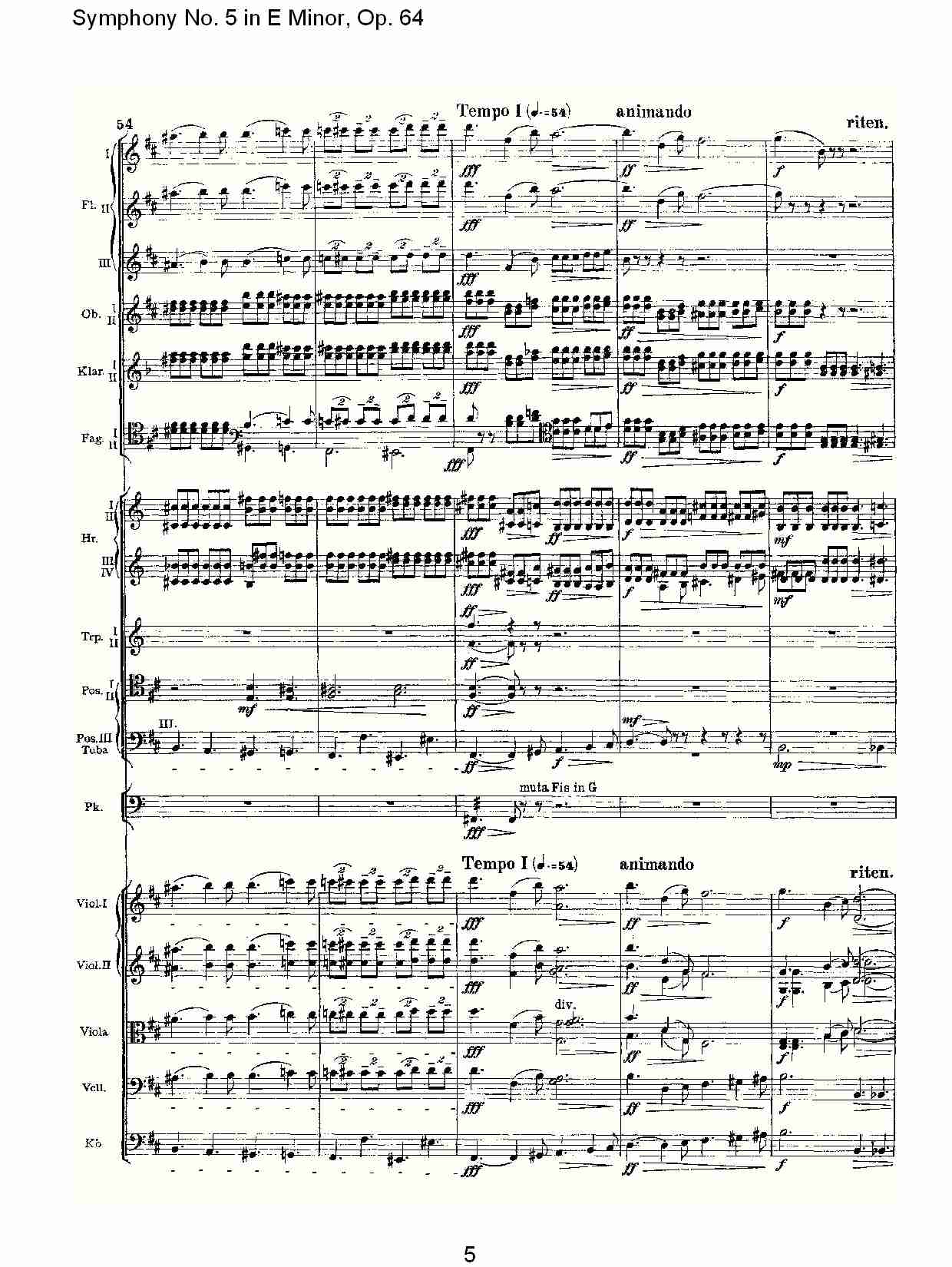 E小调第五交响曲,  Op.64第二乐章（一）总谱（图5）