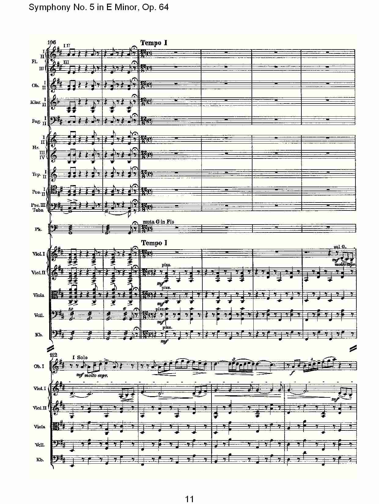 E小调第五交响曲,  Op.64第二乐章（三）总谱（图1）