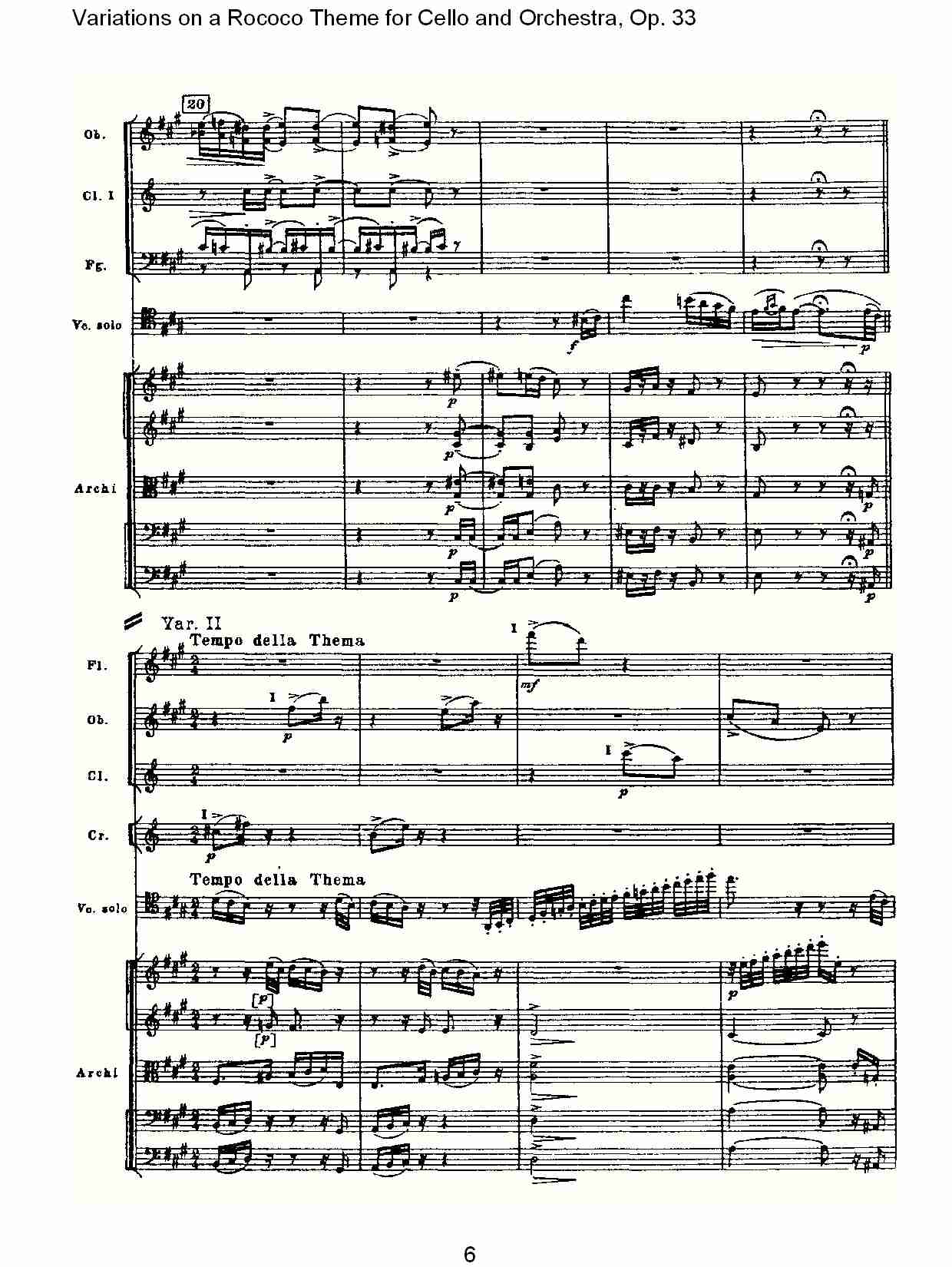 大提琴与管弦乐洛可可主题a小调变奏曲, Op.33（二）总谱（图1）