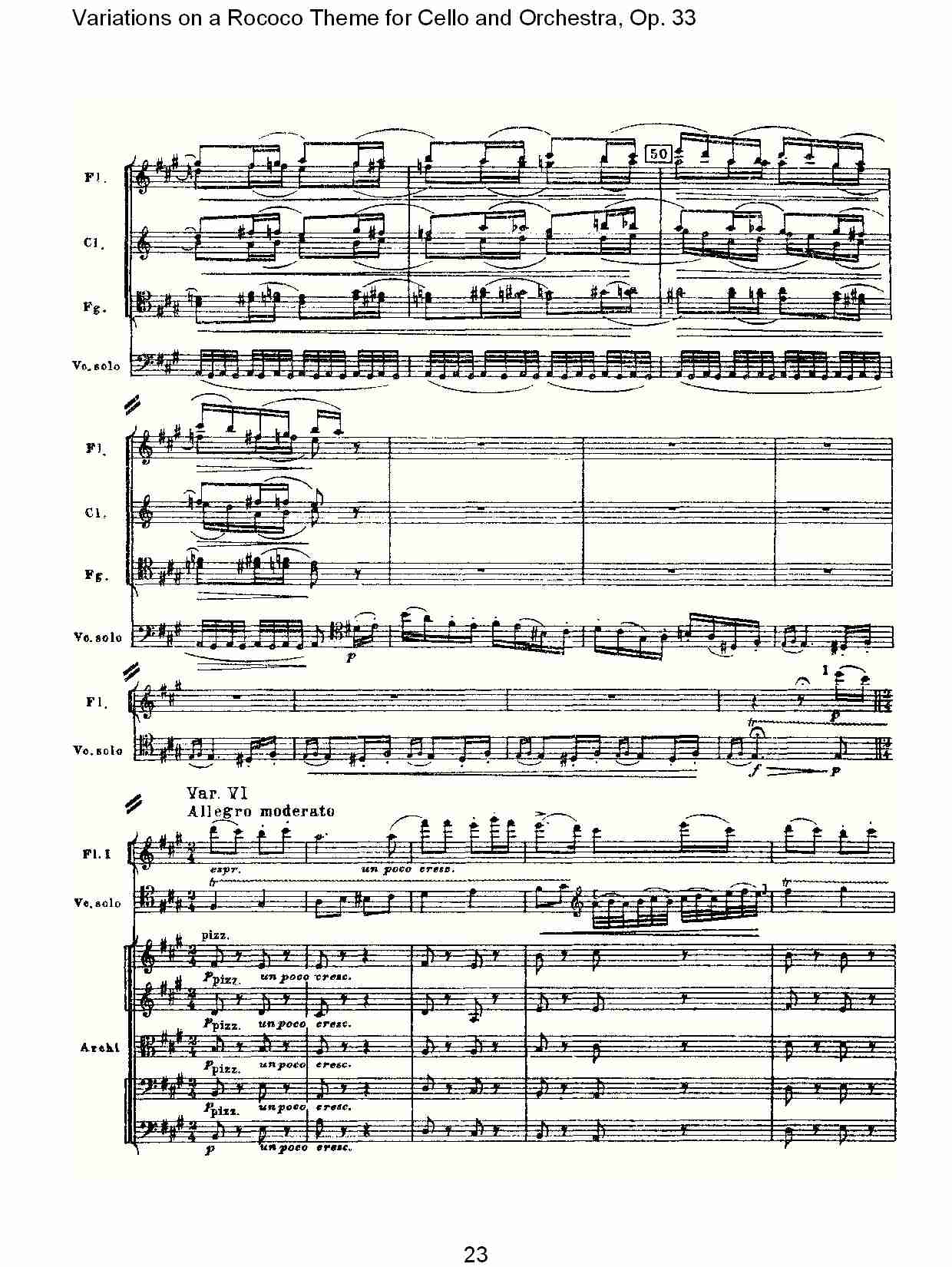 大提琴与管弦乐洛可可主题a小调变奏曲, Op.33（五）总谱（图3）