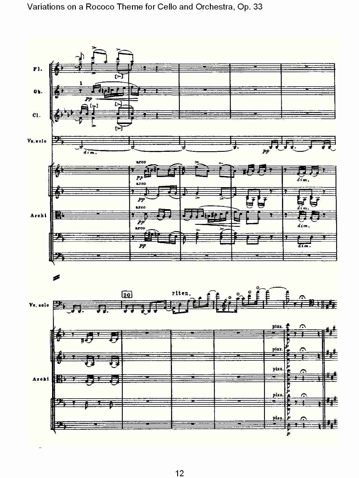 大提琴与管弦乐洛可可主题a小调变奏曲, Op.33（三）总谱（图2）