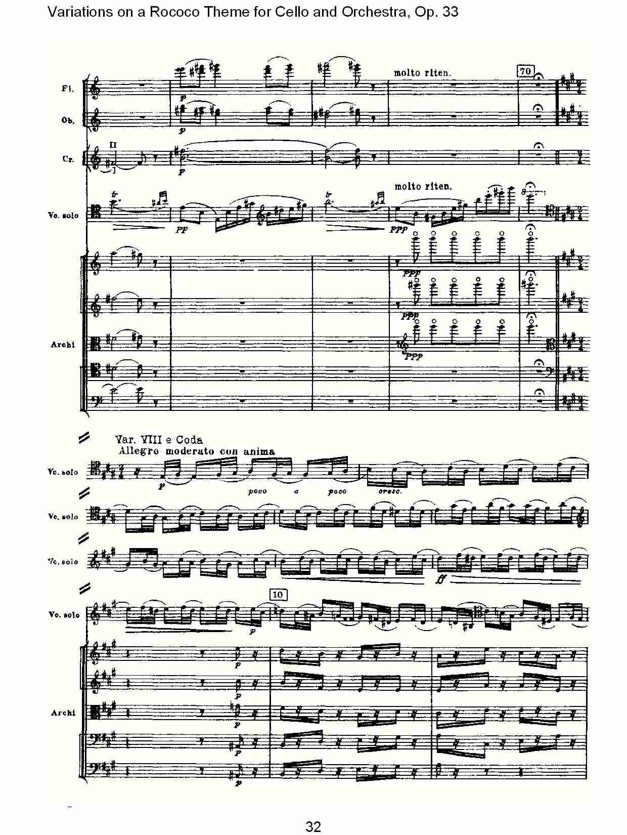 大提琴与管弦乐洛可可主题a小调变奏曲, Op.33（七）总谱（图2）