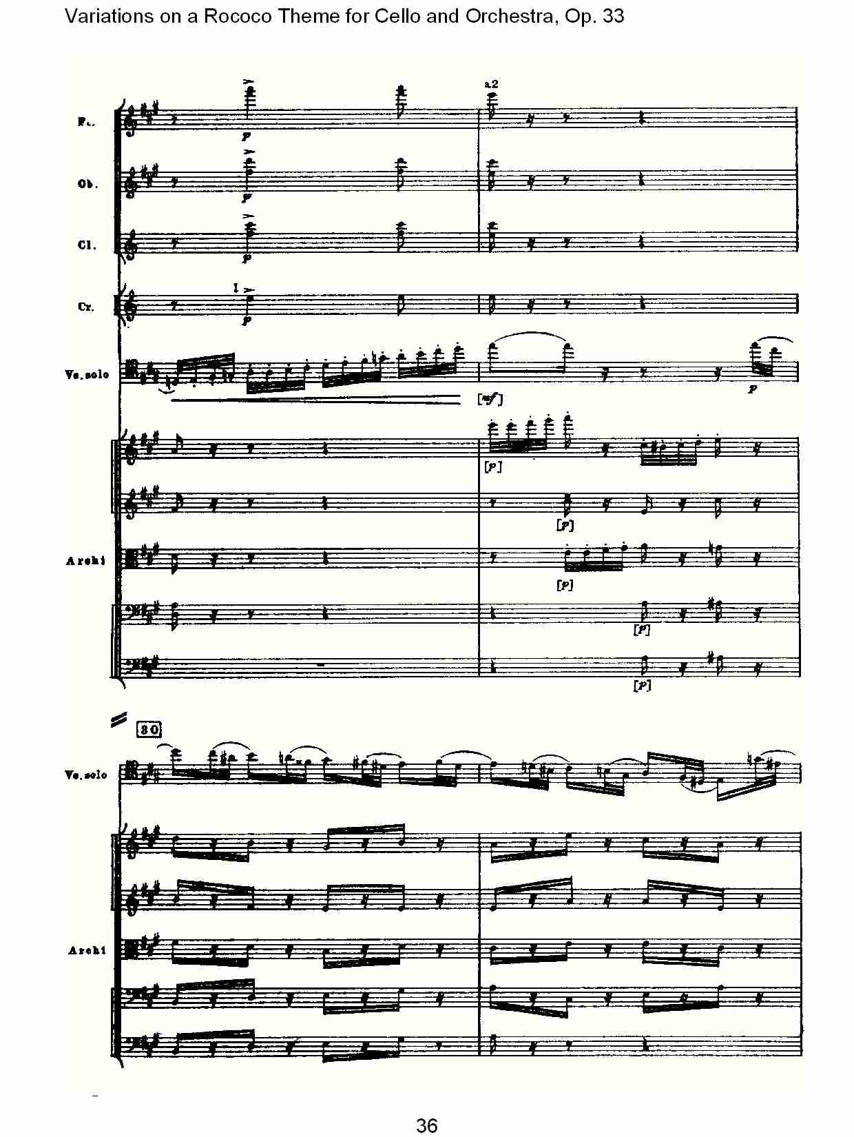 大提琴与管弦乐洛可可主题a小调变奏曲, Op.33（八）总谱（图1）