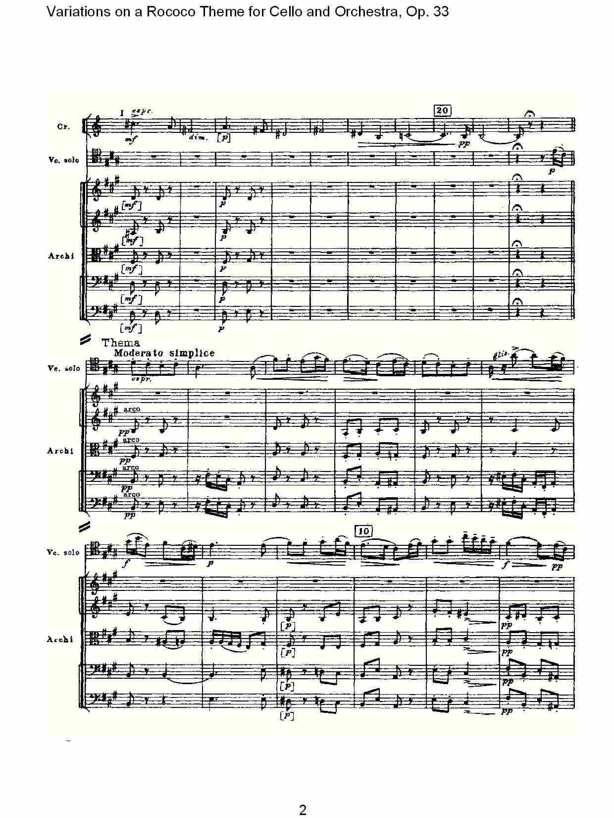 大提琴与管弦乐洛可可主题a小调变奏曲, Op.33（一）总谱（图2）