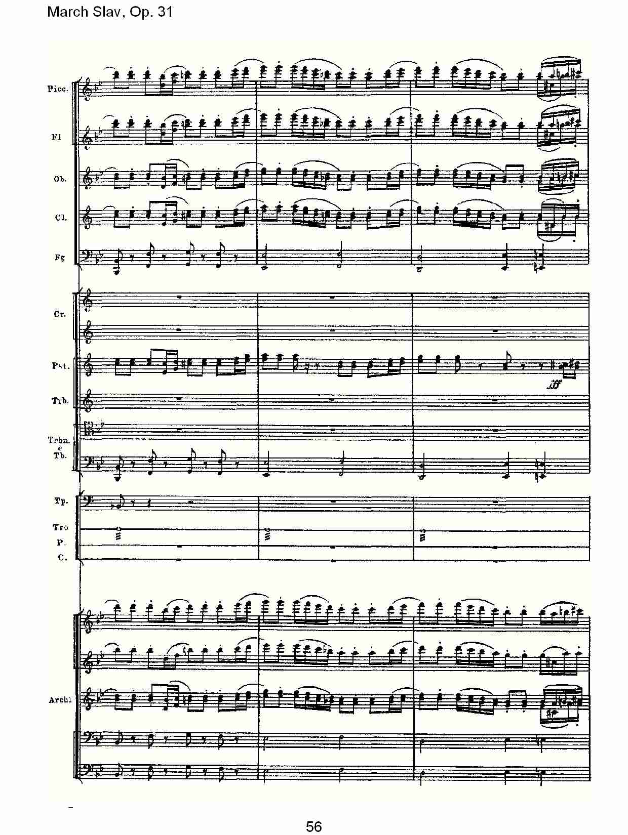 March Slav, Op.31   斯拉夫进行曲，Op.31（十二）总谱（图1）