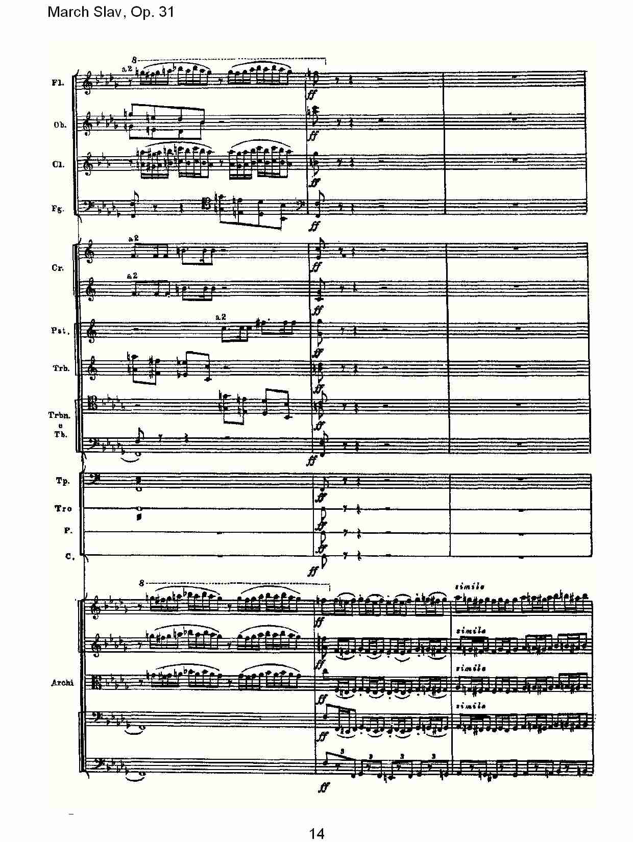 March Slav, Op.31   斯拉夫进行曲，Op.31（三）总谱（图1）