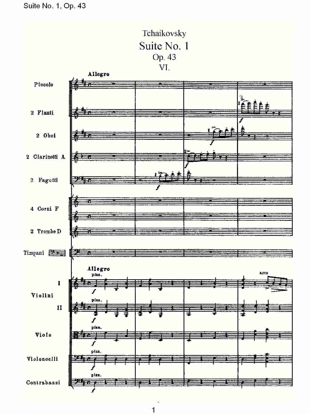 Suite No.1, Op.43   第一套曲,Op.43第六乐章（一）总谱（图1）