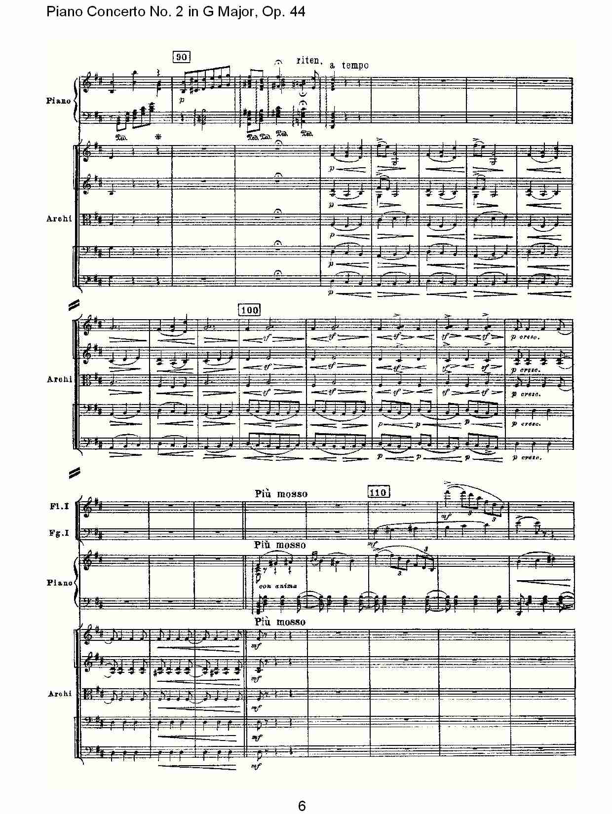 G大调第二钢琴协奏曲, Op.44第二乐章（二）总谱（图1）