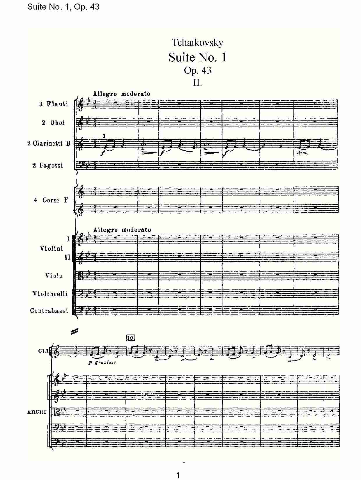 Suite No.1, Op.43   第一套曲,Op.43第二乐章（一）总谱（图1）