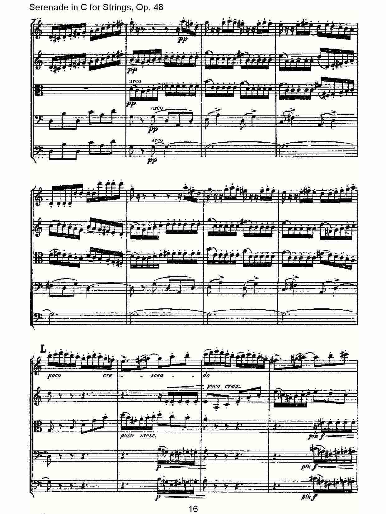 Serenade in C for Strings, Op.48  C调弦乐小夜曲，Op.48（四）总谱（图1）
